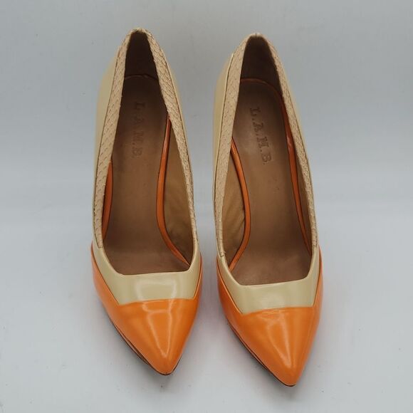 L.A.M.B Janey Mixed-Media Pump / Naked/Orange - Picture 1 of 10